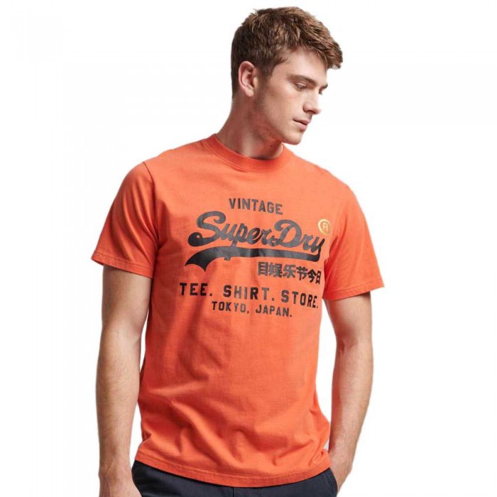 [해외]슈퍼드라이 Vintage 로고 Store Classic 반팔 티셔츠 139617568 Havana Orange