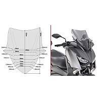 [해외]기비 D2136S Low&Sports Yamaha X-Max 125/300/400 앞유리 9138008154 Smoked