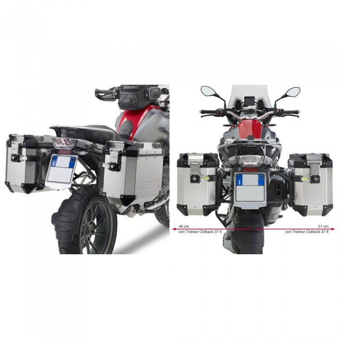 [해외]기비 Trekker Outback Monokey Cam BMW R 1200/1250 GS Adventure&R 1200/1250 GS 사이드 케이스 장착 9137999876 Black