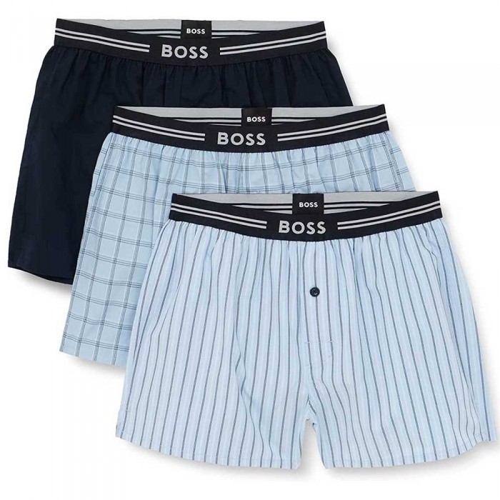 [해외]BOSS Woven 10245450 복서 브리프 3 단위 139650159 Open Blue