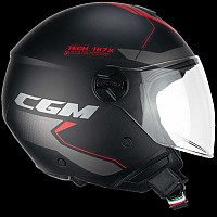 [해외]CGM 오픈 페이스 헬멧 167X Flo 테크 9140018767 Matt Black / Red