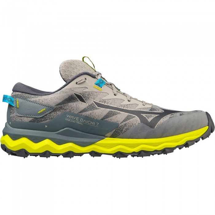 [해외]미즈노 Wave Daichi 7 트레일 러닝화 6140081691 Ghost Grey / Ombre Blue / Bolt Neo