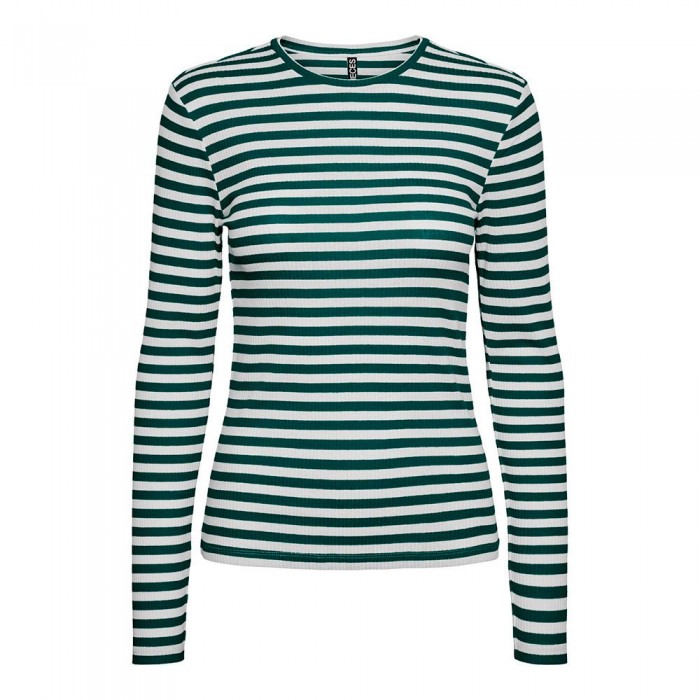 [해외]PIECES Ruka 긴팔 티셔츠 139740501 Trekking Green / Stripes Cloud Dancer