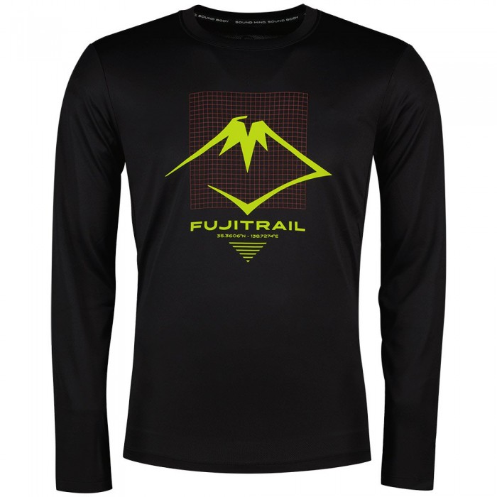 [해외]아식스 Fujitrail Logo 긴팔 티셔츠 6140030107 Performance Black / Antique Red / Neon Lime