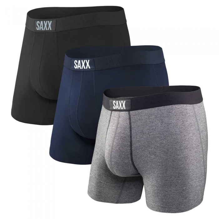 [해외]SAXX 언더웨어 슬립 복서 Vibe 3 단위 4138234433 Black / Grey / Blue