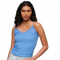 [해외]슈퍼드라이 Essential Rib Lace 민소매 V넥 티셔츠 140178960 Blush Blue Marl