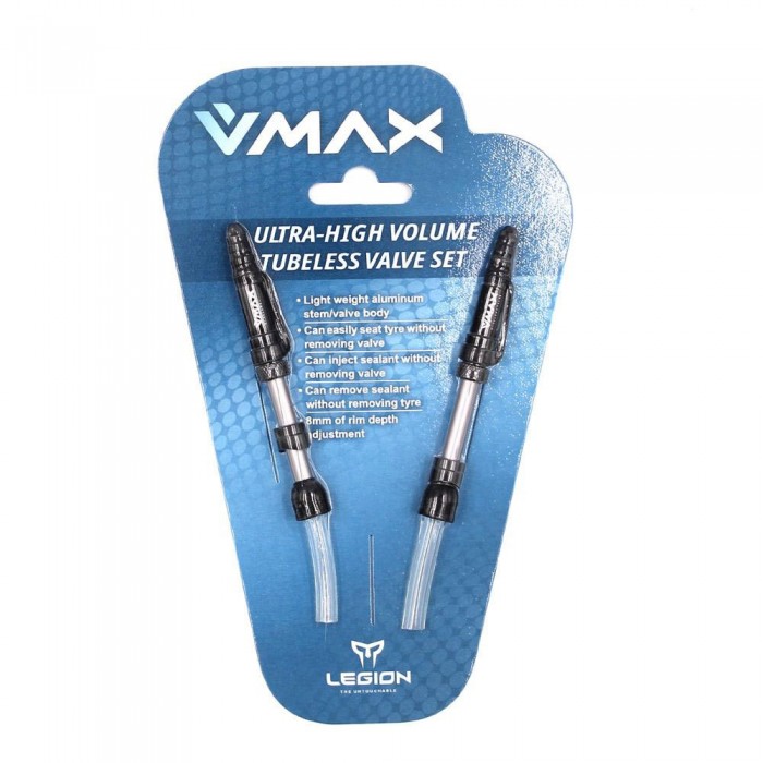 [해외]LEGION 밸브 V-Max Tubeless Presta 13-21 mm 2 단위 1139881836 Silver / Black