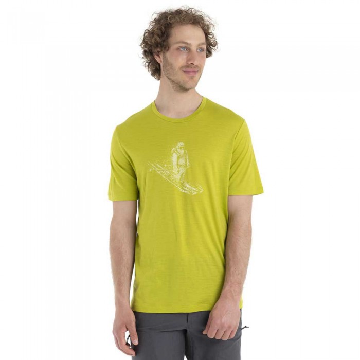 [해외]아이스브레이커 테크 Lite II 스키ing Yeti 메리노 반팔 티셔츠 4140125761 Bio Lime