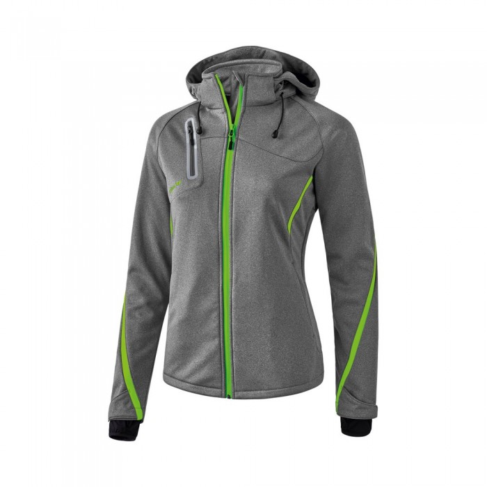 [해외]ERIMA Softshell Fonction 자켓 138486812 Grey Marl / Green Gecko