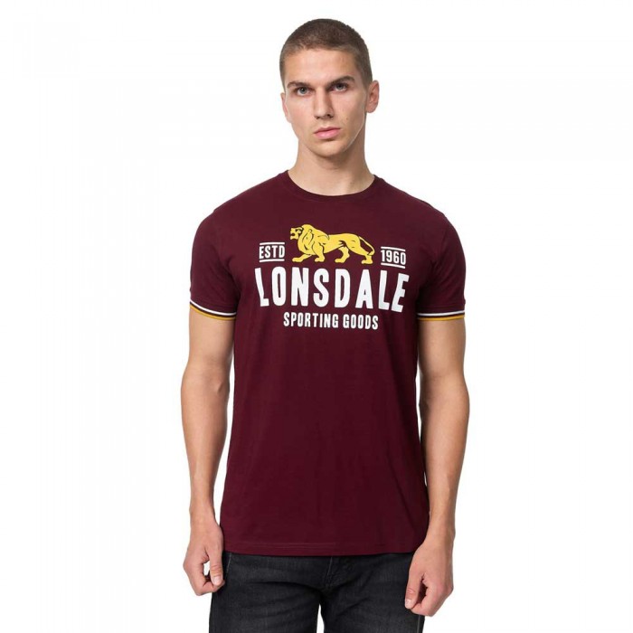 [해외]LONSDALE Blagh 반팔 티셔츠 7140206552 Oxblood / Yellow / White