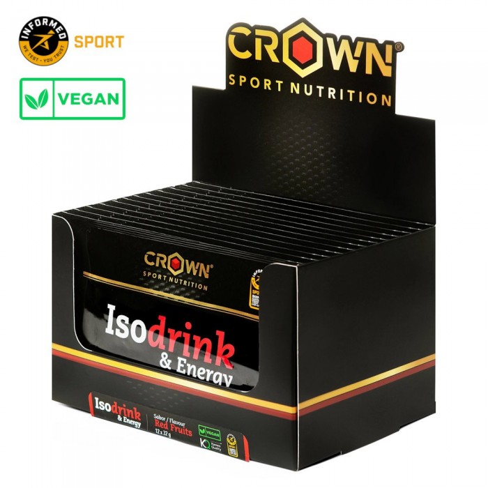 [해외]CROWN SPORT NUTRITION 등장성 음료 분말 향낭 상자 Isodrink & Energy 32g 12 단위 베리류 7140367352 Black