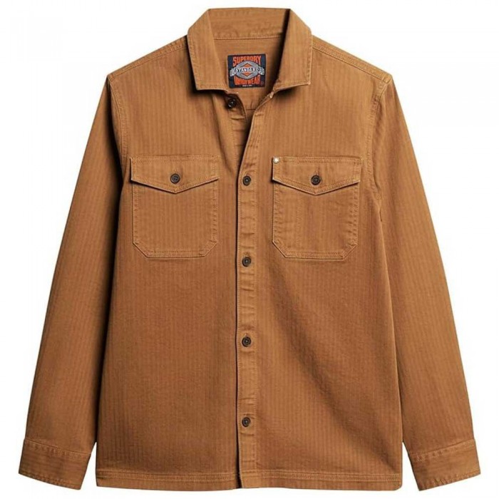 [해외]슈퍼드라이 Merchant Herringbone 긴팔 셔츠 140336449 Denim Co Tobacco Brown