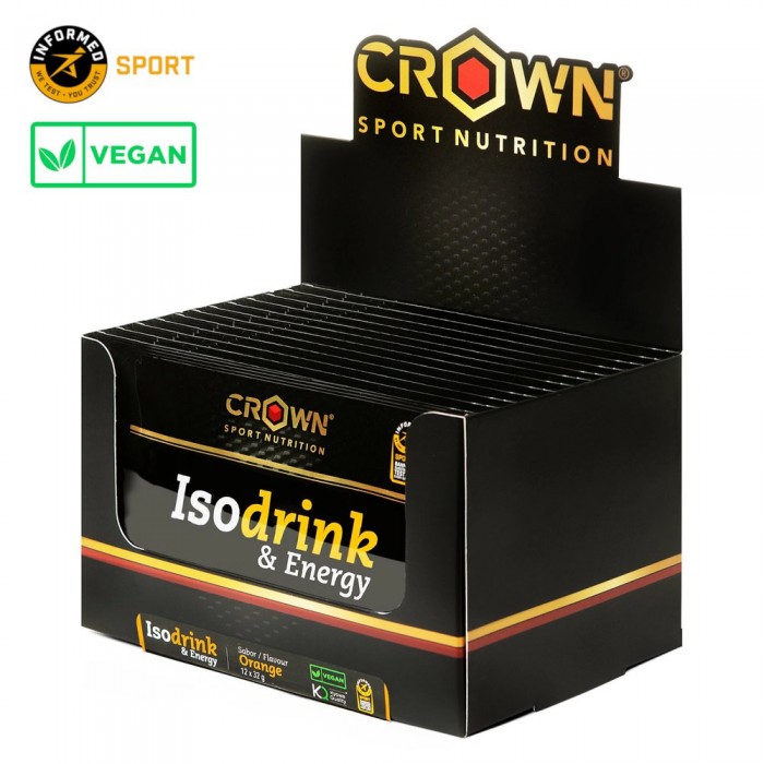 [해외]CROWN SPORT NUTRITION 등장성 음료 분말 향낭 상자 Isodrink & Energy 32g 12 단위 주황색 3140367354 Black