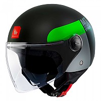 [해외]MT 헬멧s Street S Inboard 오픈 페이스 헬멧 9139979843 Matt Black / Green