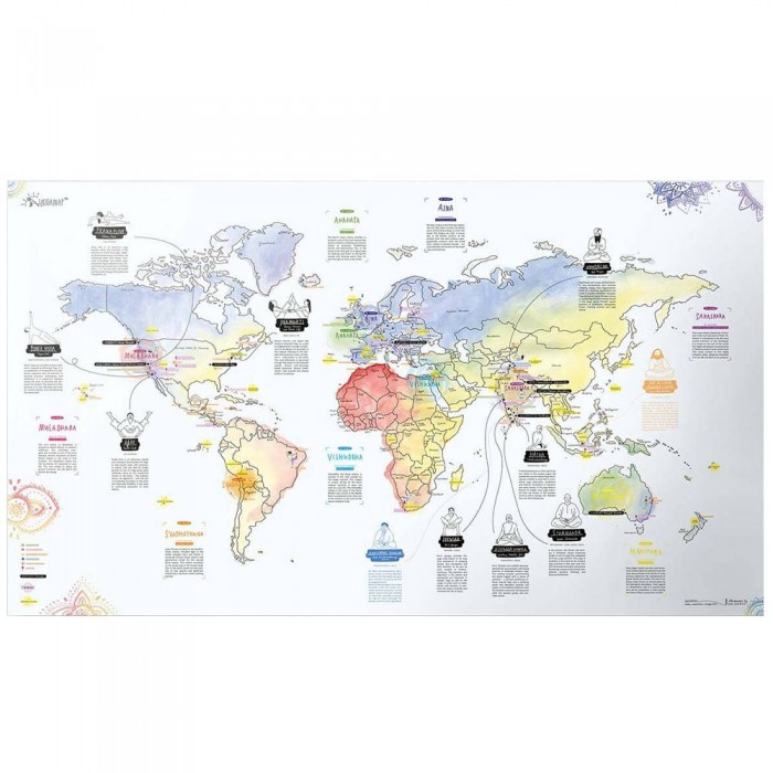 [해외]AWESOME MAPS Yoga Illustrated World Map For Enthusiasts 지도 9138435107