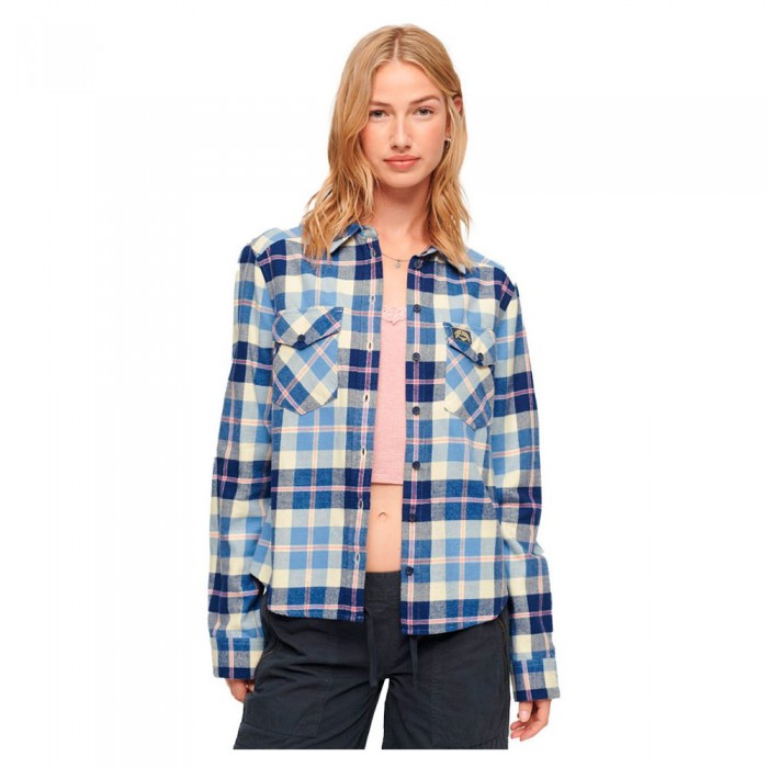 [해외]슈퍼드라이 긴 소매 셔츠 Lumberjack Check Flannel 140424520 Classic Blue Check