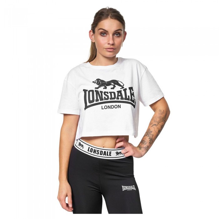 [해외]LONSDALE Gutch Common Cropped 반팔 티셔츠 7140366825 White / Black