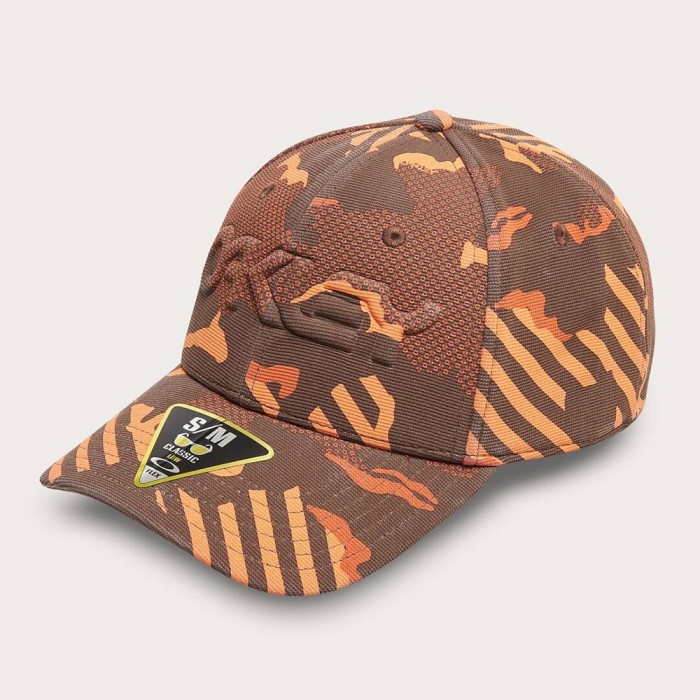 [해외]오클리 APPAREL 모자 6 Panel Stretch Embossed 6139742329 Orange Stripe / Grip Camo