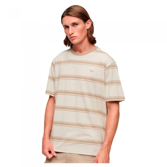 [해외]슈퍼드라이 Relaxed Fit Stripe 반팔 티셔츠 140370956 Sand Beige Stripe