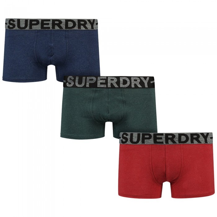 [해외]슈퍼드라이 Trunk 복서 브리프 3 단위 140141020 Dark Indigo Blue Marl / Buck Green Marl / Hike Red Marl