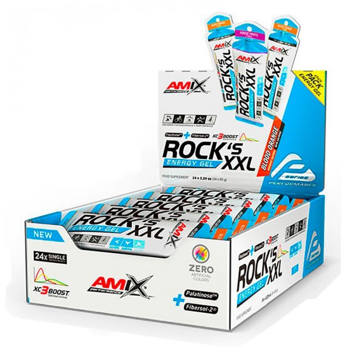 [해외]AMIX Rock´s XXL 65g 24 단위 주황색 에너지 젤 상자 1137598998 Blue