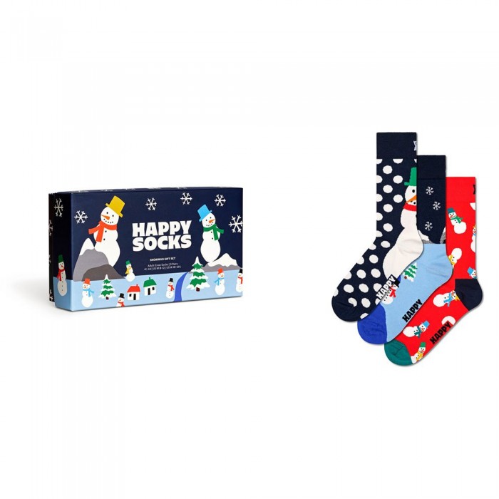 [해외]HAPPY SOCKS Snowmans Gift Set Half 긴 양말 3 켤레 140521320 Navy