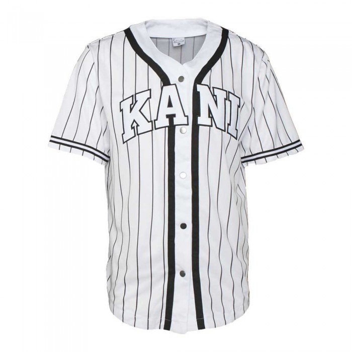 [해외]KARL KANI Serif Pinstripe Baseball 반팔 V넥 티셔츠 140521718 White