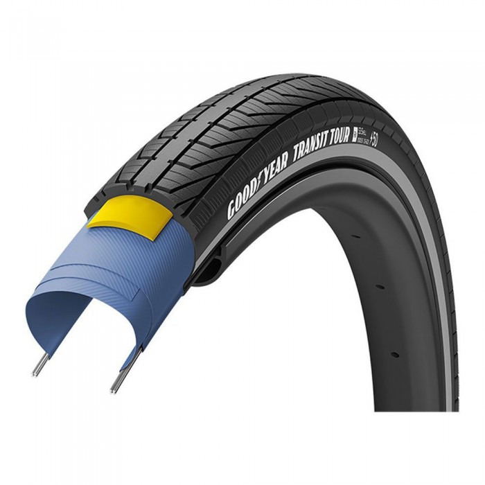 [해외]GOODYEAR Transit Tour S1 Shell 27.5´´ x 2.60 도시의 견고한 자전거 타이어 1140560226 Black Reflexive