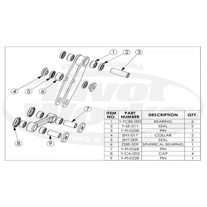 [해외]PIVOT WORKS 링키지 수리 키트 Yamaha Raptor 660 02-05/700 06-13 9140323946 Silver