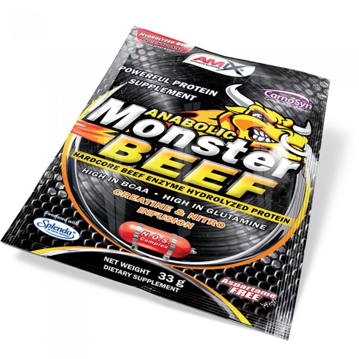 [해외]AMIX 단백질 단일 용량 딸기 & 바나나 Monster Beef 33gr 7140502752 Black