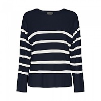 [해외]PIECES 스웨터 Sia 140557252 Sky Captain / Stripes White