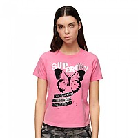 [해외]슈퍼드라이 Indigo Workwear 모자 Lo-Fi Rock Graphic Fitted 반팔 티셔츠 140509507 Aurora Pink