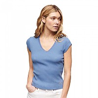 [해외]슈퍼드라이 Essential Lace Trim 반팔 V넥 티셔츠 140588060 Wedgewood Blue
