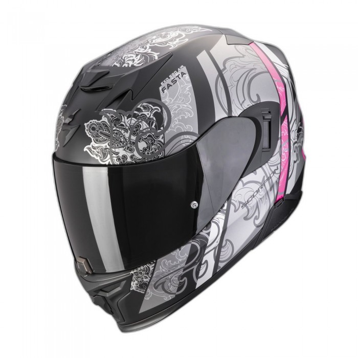 [해외]SCORPION EXO-520 EVO AIR Fasta 풀페이스 헬멧 9140482060 Matt Black / Silver / Pink