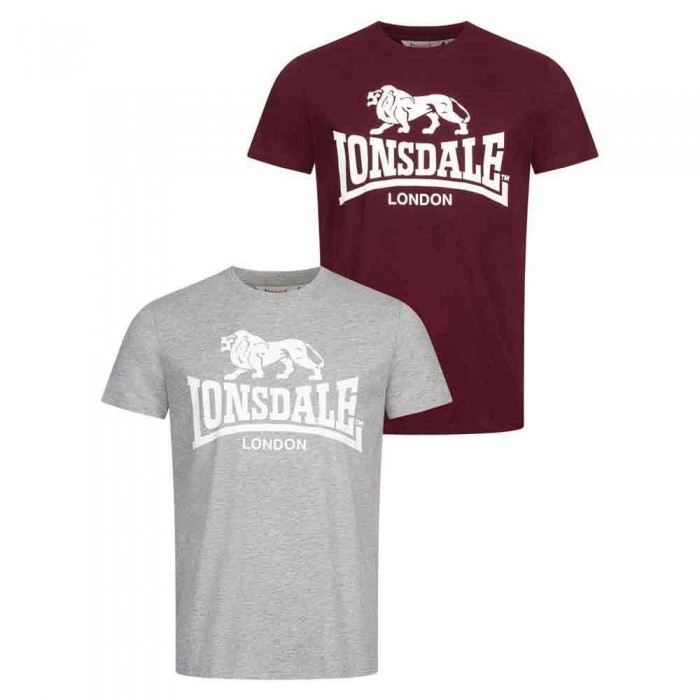 [해외]LONSDALE Kelso 반팔 티셔츠 7140662399 Marl Grey / Oxblood