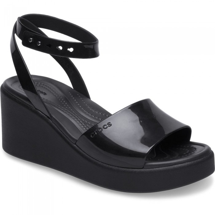 [해외]크록스 Brooklyn Ankle Strap Wedge 샌들 140545996 Black / Mushroom