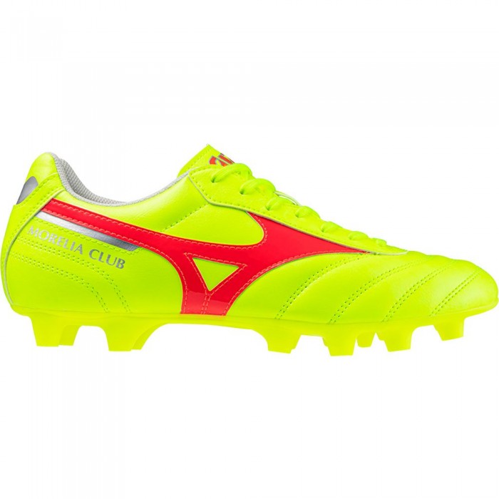 [해외]미즈노 Morelia II Club MD 축구화 3140433754 Safety Yellow / Fiery Coral / Galaxy Silver