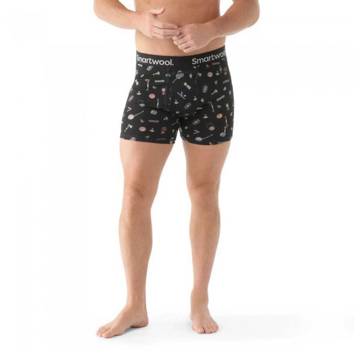 [해외]스마트울 Merino Print Brief 복서 브리프 3140575508 Black Gone Camping