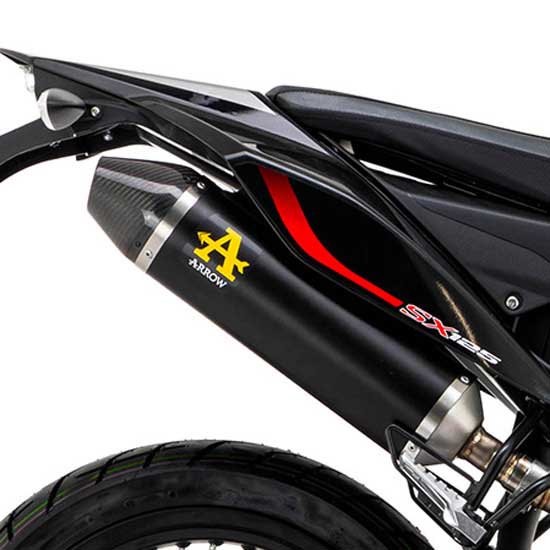 [해외]ARROW Thunder Aluminium Dark With Carbon End Cap Aprilia RX / SX 125 ´21-22 인증된 머플러 9140449190 Black