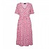 [해외]PIECES 반팔 미디 드레스 Tala String Tie 140557280 Hot Pink / Aop Multi Flower