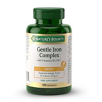 [해외]NATURES BOUNTY 중립 맛 Hierro Gentle Complex + Vitamin C & B12 100 모자 6139743813