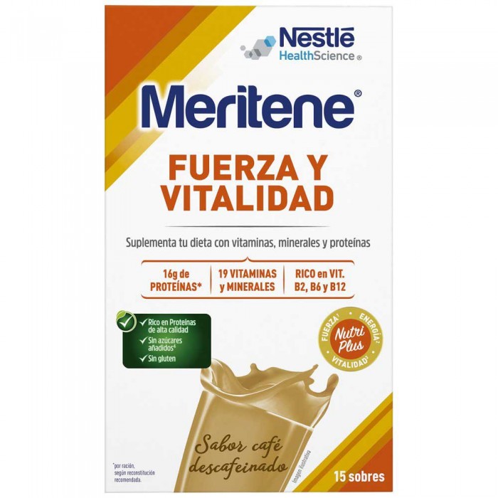 [해외]MERITENE 힘과 활력 건강 보조 식품 디카페인 커피 15x30 Gr 3139113921