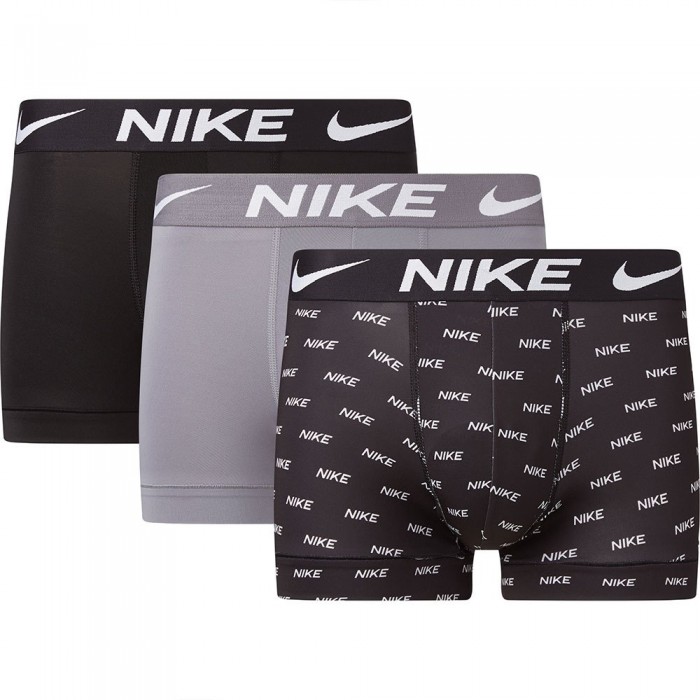 [해외]나이키 복서 브리프 3 단위 138629484 Nike Logo Print / Cool Grey / Black