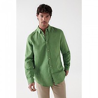 [해외]SALSA JEANS 긴 소매 셔츠 Cotton Linnen Regular Fit 140634329 Medium Green V1