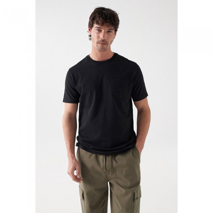 [해외]SALSA JEANS 포켓 And Embroidery Slim Fit 반팔 티셔츠 140634520 Black