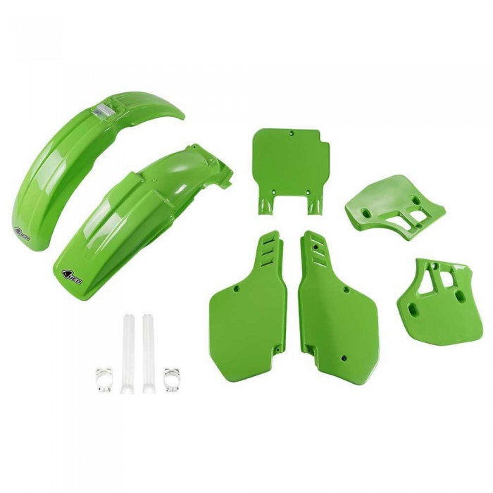 [해외]UFO Kawasaki KX 500 1989-1992 KAKIT189F-999A Fork Protectors & 오토바이 플라스틱 키트 9140865477 Original 1991