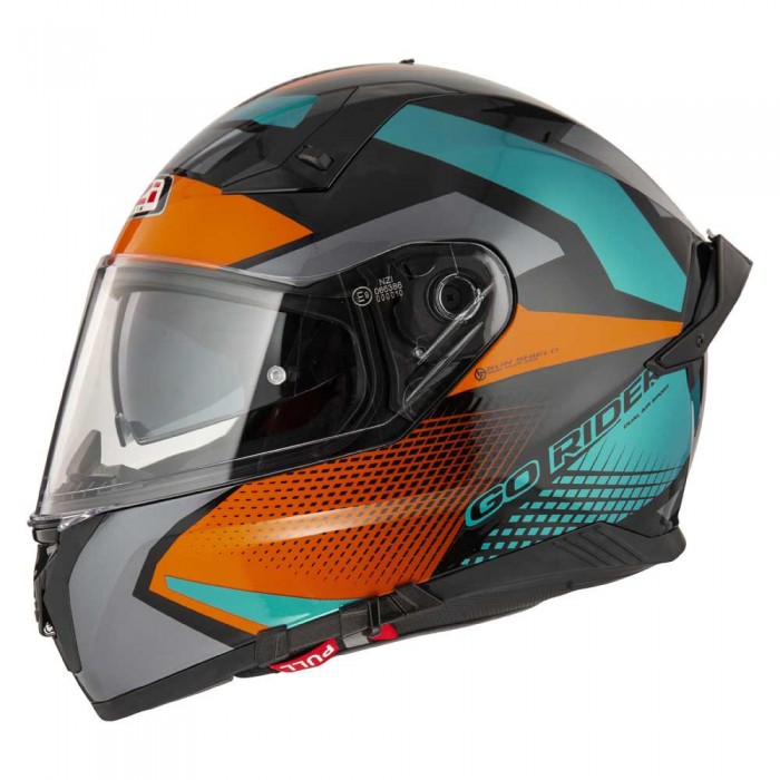 [해외]NZI Go Rider Stream Quadri 풀페이스 헬멧 9139942639 Black / Orange / Green Matt