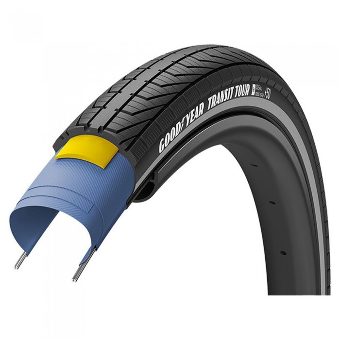 [해외]GOODYEAR Transit Tour S1 700 x 40 도시의 견고한 자전거 타이어 1140977784 Black Reflex