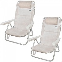[해외]AKTIVE 낮은 접이식 의자 다중 위치 알루미늄 Ibiza 2 단위 6140969494 White