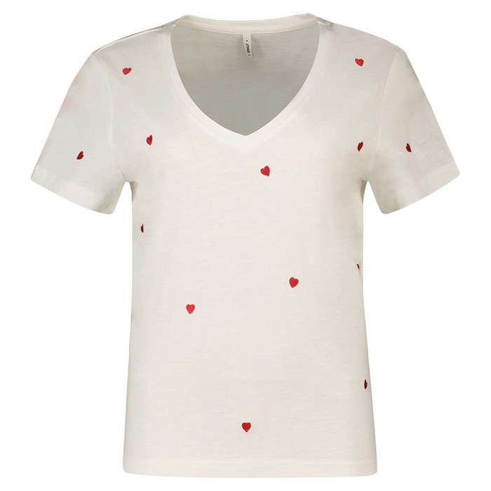 [해외]ONLY Ketty Life 반팔 티셔츠 140860527 Bright White / Aop Red Heart
